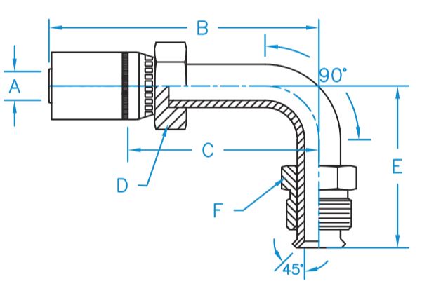 90 Degree 3AN To Straight 3AN Universal Endura Brake Hose - 27